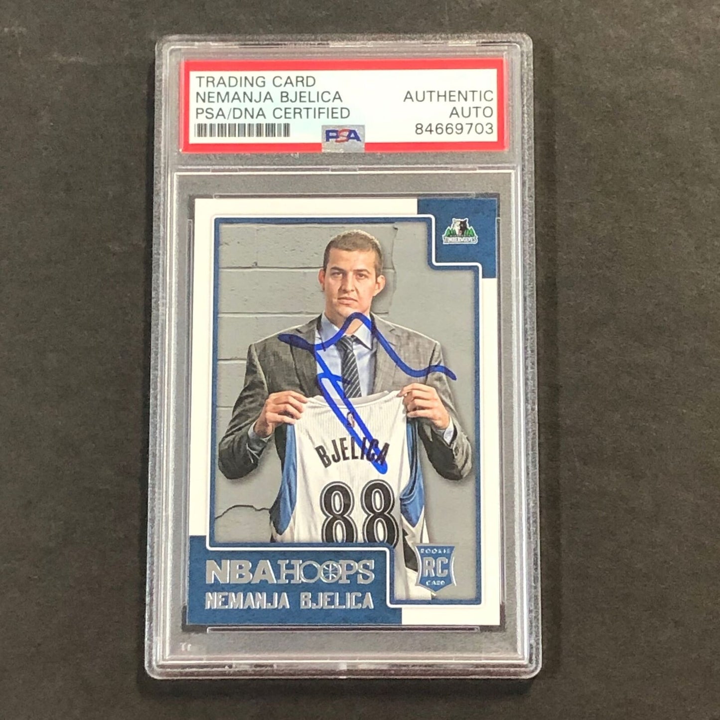 2015-16 NBA Hoops #284 Nemanja Bjelica Signed Card AUTO PSA/DNA Slabbed RC Timbe