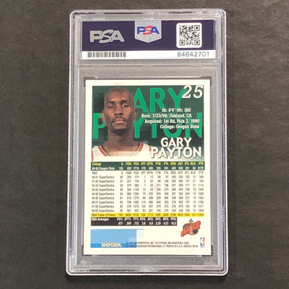 1999-2000 Hoops Skybox #25 Gary Payton Signed Card AUTO PSA Slabbed Seattle Supe