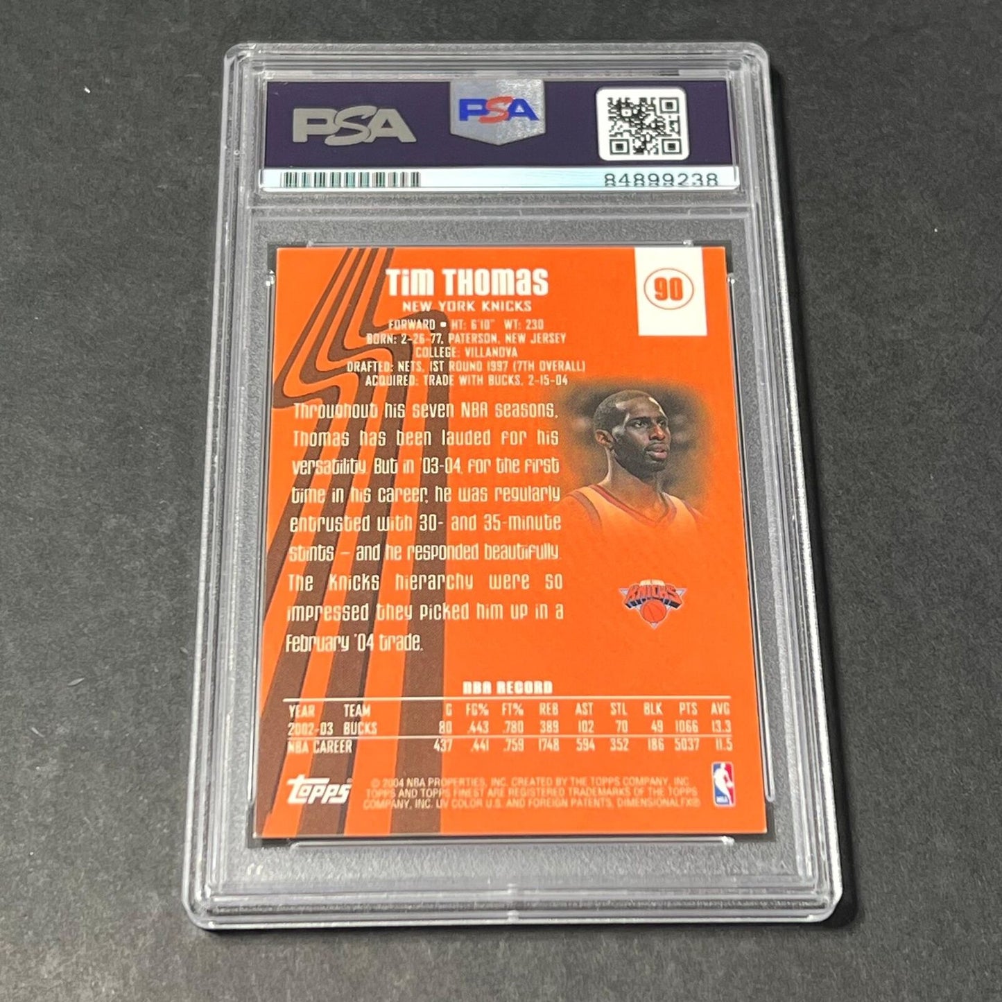 2003-04 Topps Finest #90 Tim Thomas Signed Card AUTO PSA Slabbed Knicks