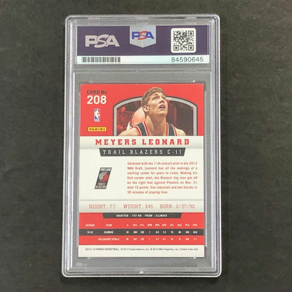 2012-13 Panini #208 Meyers Leonard Signed Card AUTO PSA Slabbed Trail Blazers