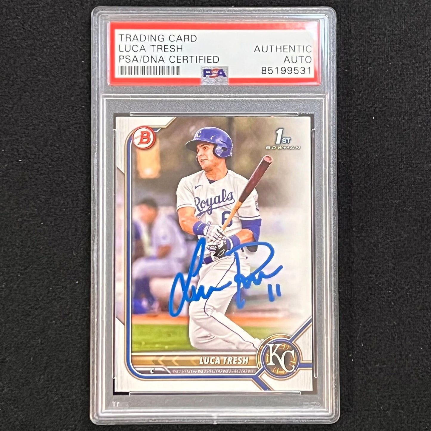 2022 Topps Bowman #BP-136 Luca Tresh Signed Card Auto PSA Slabbed Royals