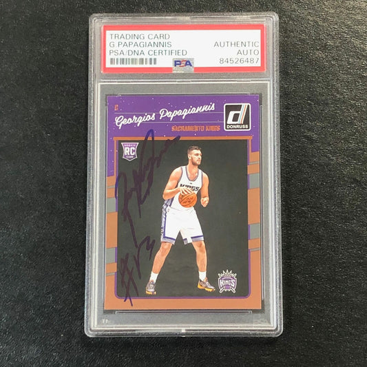 2016-17 Donruss #195 Georgios Papagiannis Signed Card AUTO PSA Slabbed RC Kings