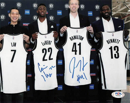 JUSTIN HAMILTON CARIS LEVERT signed 8x10 photo PSA/DNA Brooklyn Nets Autographed