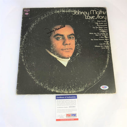 Johnny Mathis Signed Love Story LP Vinyl PSA/DNA Album Autographed