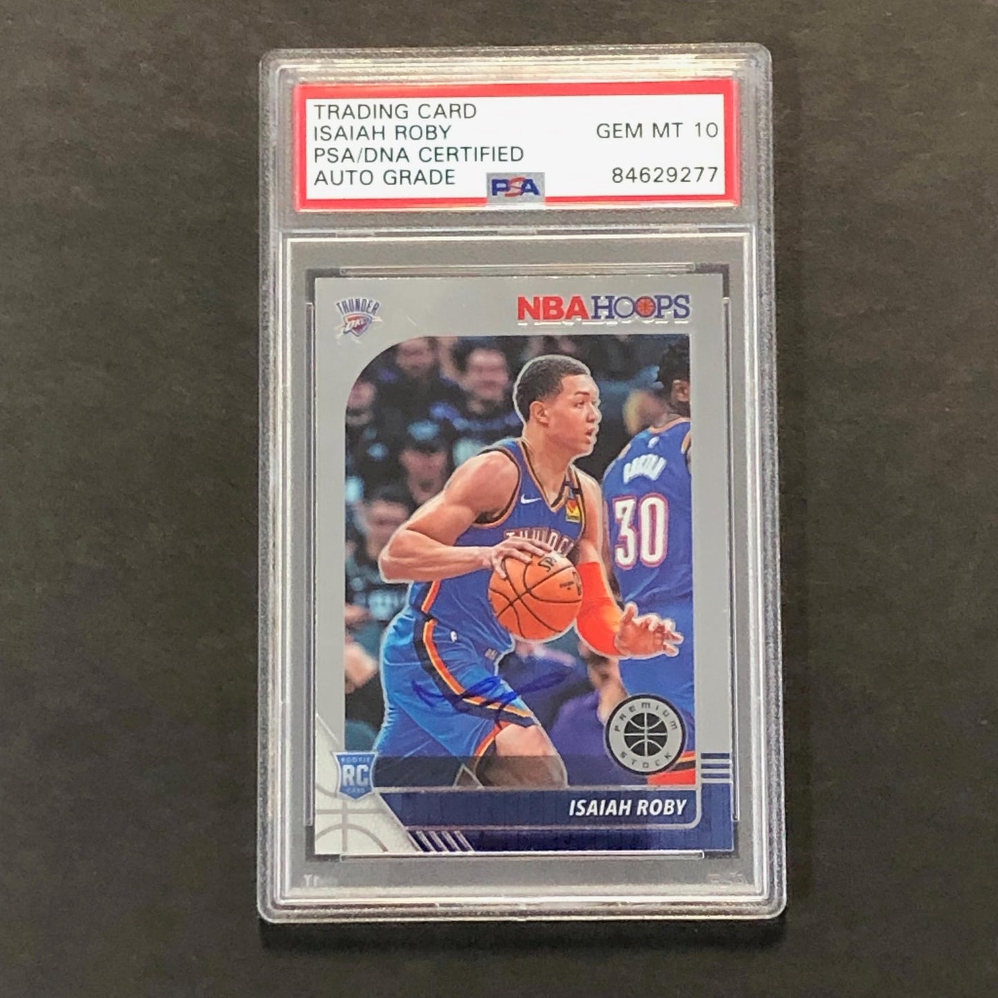 2019-20 Panini Hoops Premium Stock #234 Isaiah Roby Signed Card PSA Slabbed AUTO