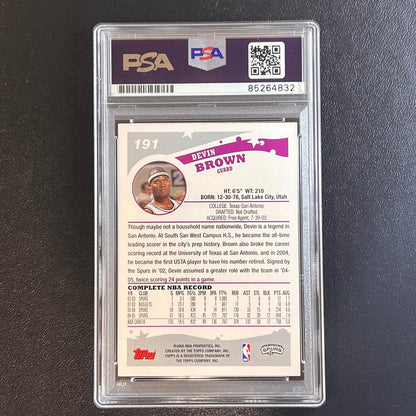 2005 Topps NBA Properties #191 Devin Brown Signed Card AUTO PSA Slabbed Spurs