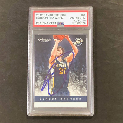 2012-13 Panini Prestige #65 Gordon Hayward Signed AUTO 10 PSA Slabbed Jazz