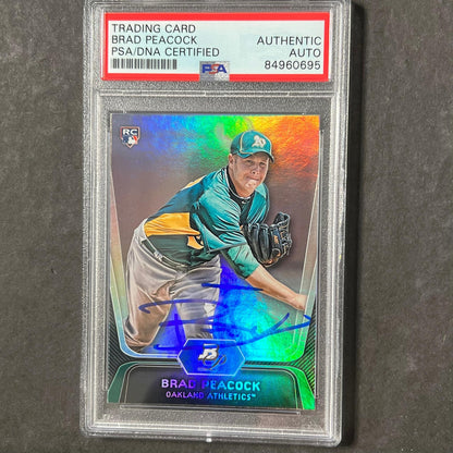 2012 Topps #60 Brad Peacock Signed Card PSA Slabbed AUTO Athletics RC