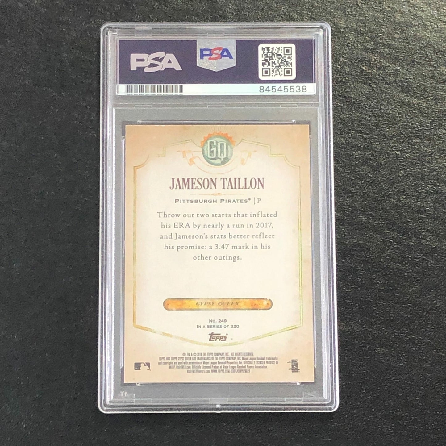 2018 Topps Gypsy Queen #249 Jameson Taillon Signed Card PSA Slabbed Auto 10 Pira