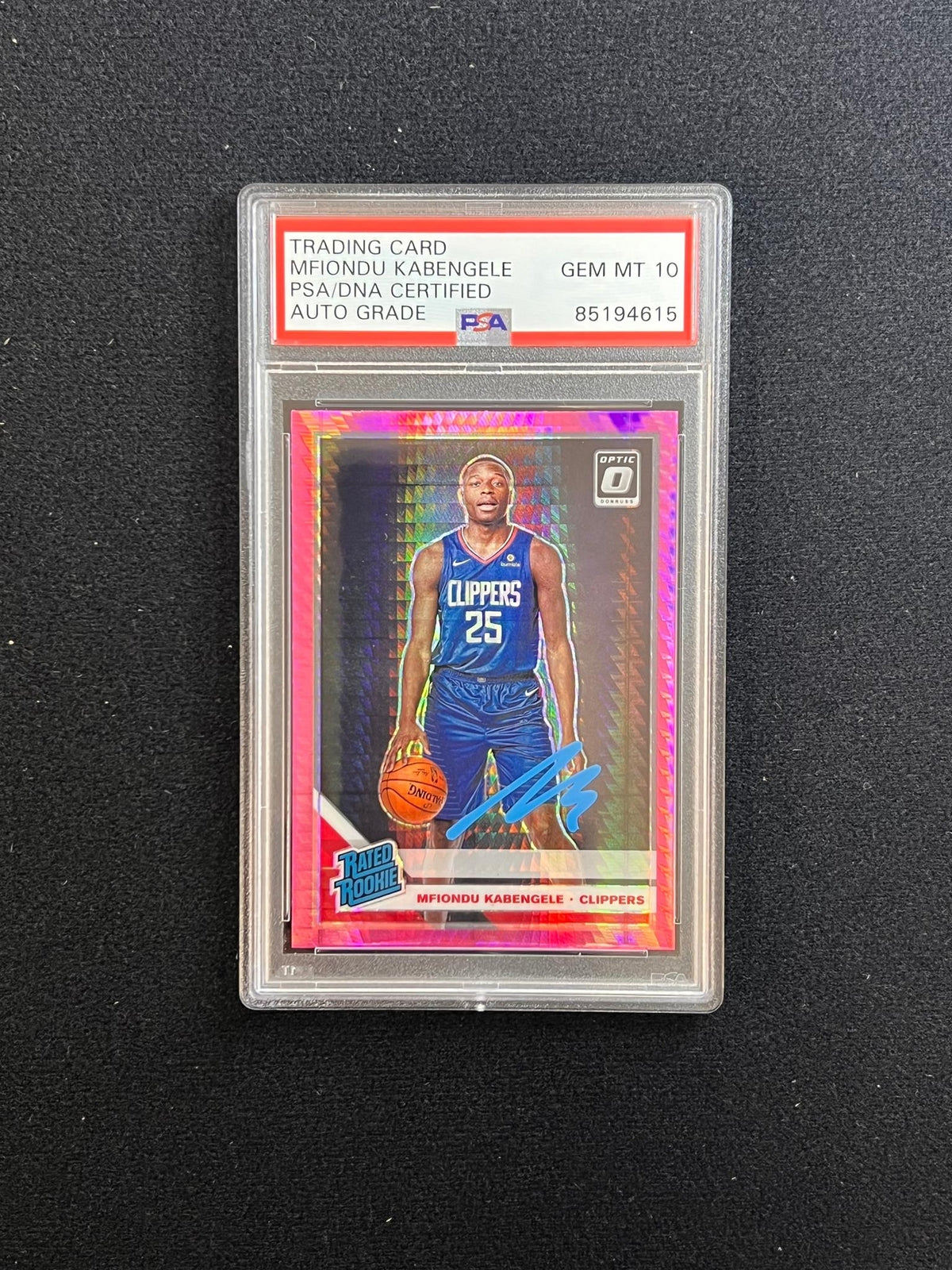 2019-20 Panini Donruss Optic #159 Mfiondu Kabengele Signed Card AUTO 10 PSA Slab
