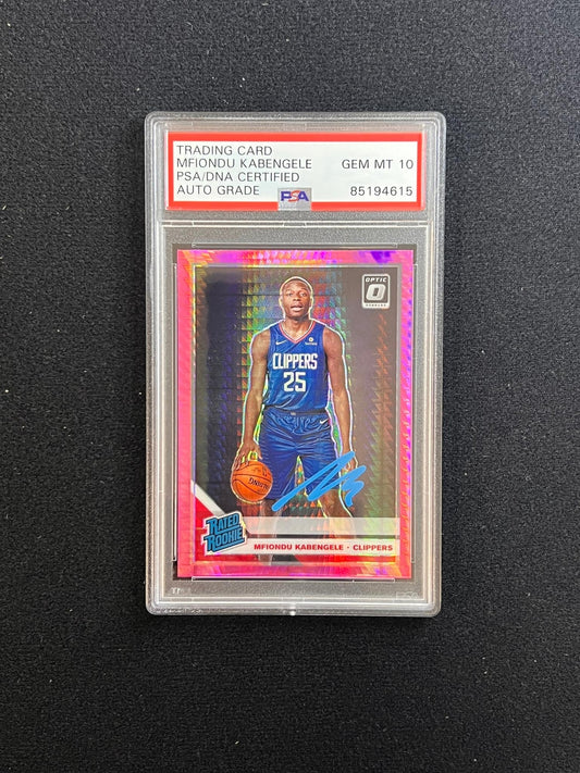 2019-20 Panini Donruss Optic #159 Mfiondu Kabengele Signed Card AUTO 10 PSA Slab