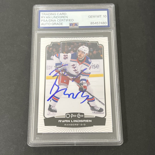 2022-23 O-Pee-Chee #350 Ryan Lindgren signed card PSA Auto 10