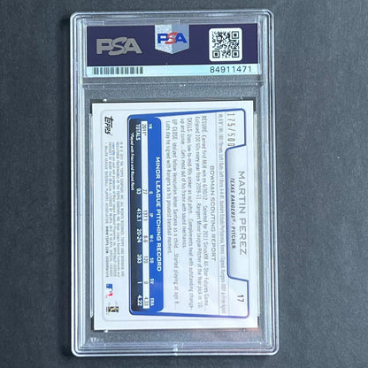 2012 Topps Bowman Chrome #17 Martin Perez Signed Card PSA AUTO 10 Slabbed RC Ran