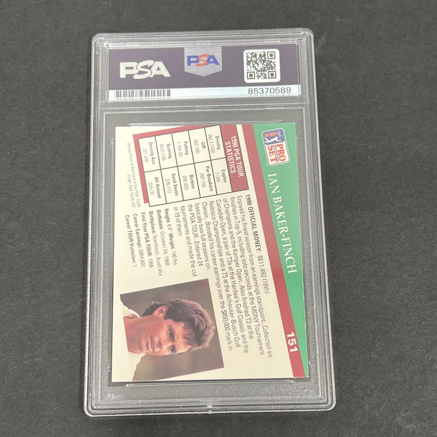 1991 Pro Set #151 Ian Baker-Finch Signed Card PSA/DNA Slabbed Auto