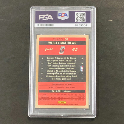 2011-12 Panini Past & Present #50 Wesley Matthews Signed Card AUTO PSA Slabbed