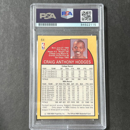 1990 NBA Hoops #64 Craig Hodges Signed Card AUTO 10 PSA Slabbed Bulls