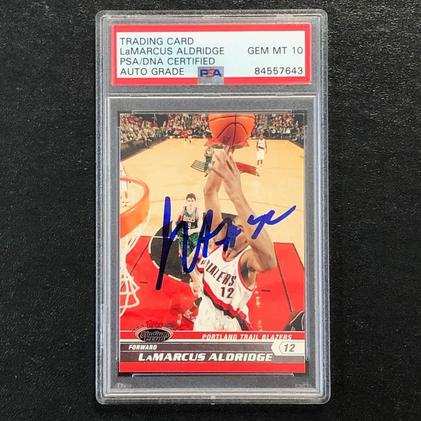 2007-08 Topps Stadium Club #37 LaMarcus Aldridge Signed Card AUTO 10 PSA Slabbed