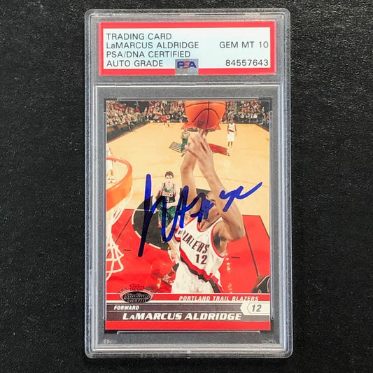 2007-08 Topps Stadium Club #37 LaMarcus Aldridge Signed Card AUTO 10 PSA Slabbed