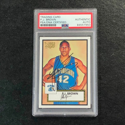 2005-06 Topps 1952 Style #123 PJ BROWN Signed AUTO PSA Slabbed Hornets