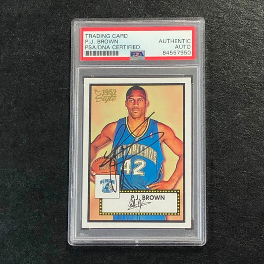 2005-06 Topps 1952 Style #123 PJ BROWN Signed AUTO PSA Slabbed Hornets