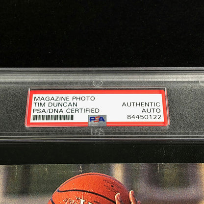 Tim Duncan signed Magazine Page PSA Encapsulated Auto San Antonio Spurs