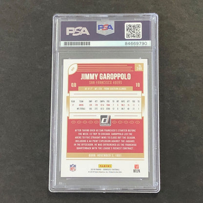 2018-19 Panini Donruss #249 Jimmy Garoppolo Signed Card AUTO 10 PSA Slabbed 49er