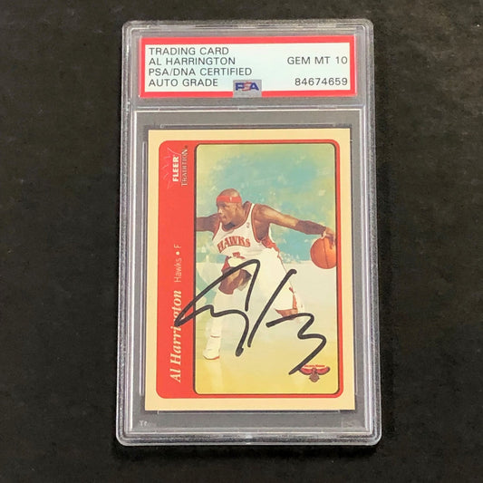 2004-05 Fleer Traditions #175 Al Harrington Signed Card AUTO 10 PSA Slabbed