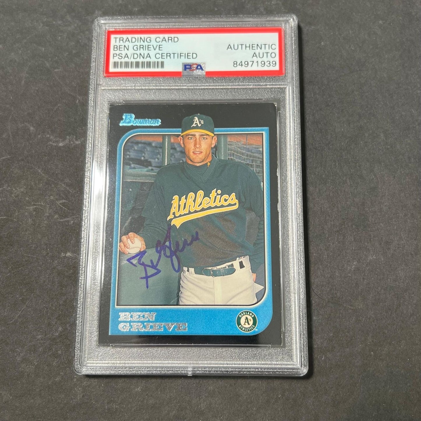 1997 Bowman #386 Ben Grieve Signed Card PSA Slabbed Auto A's
