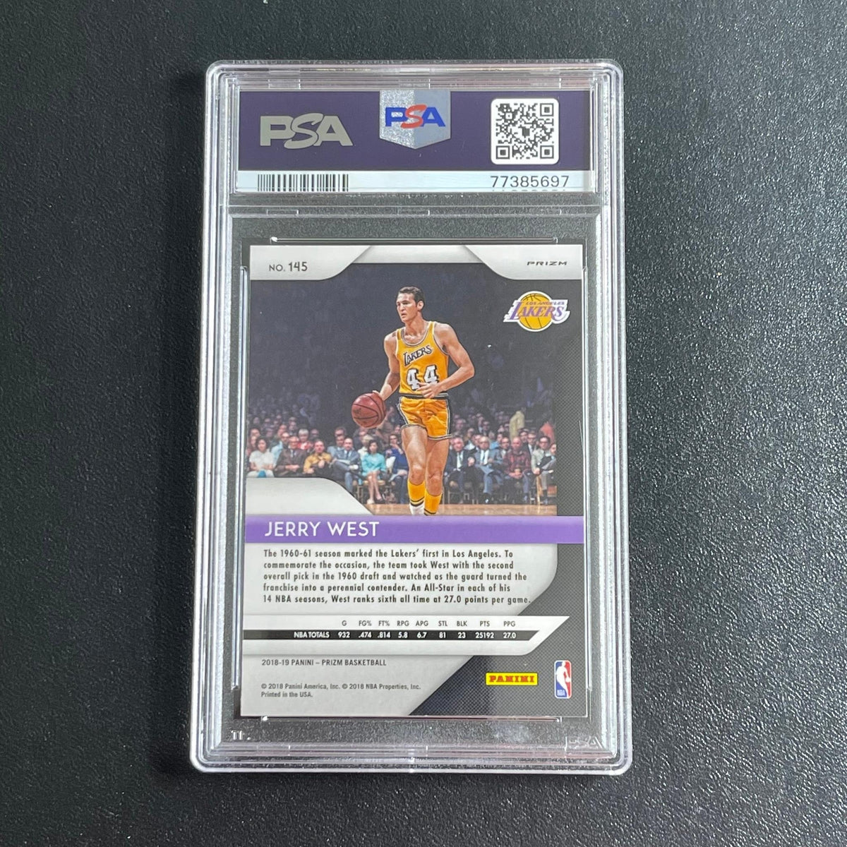 2018-19 Panini Prizm Silver #145 JERRY WEST Signed Card GEM MT 10 Auto 10 PSA Sl