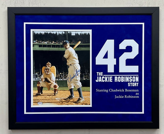 Chadwick Boseman Photo PSA/DNA 21x26 Framed Auto Grade 10 42 Jackie Robinson