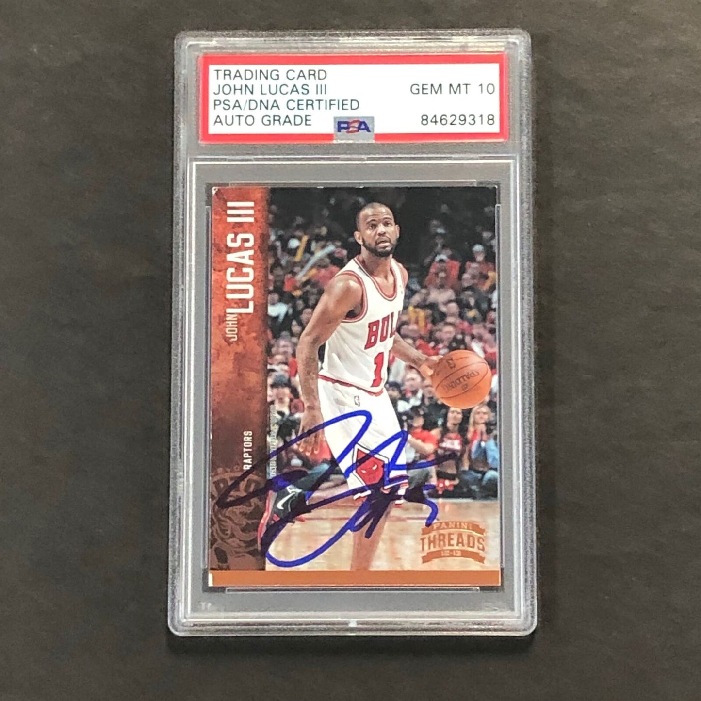 2012-13 Panini Threads #20 John Lucas III Signed Card AUTO GRADE 10 PSA Slabbed