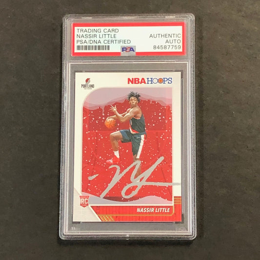 2019-20 NBA Hoops #220 Nassir Little Signed Rookie Card AUTO PSA Slabbed RC Blaz
