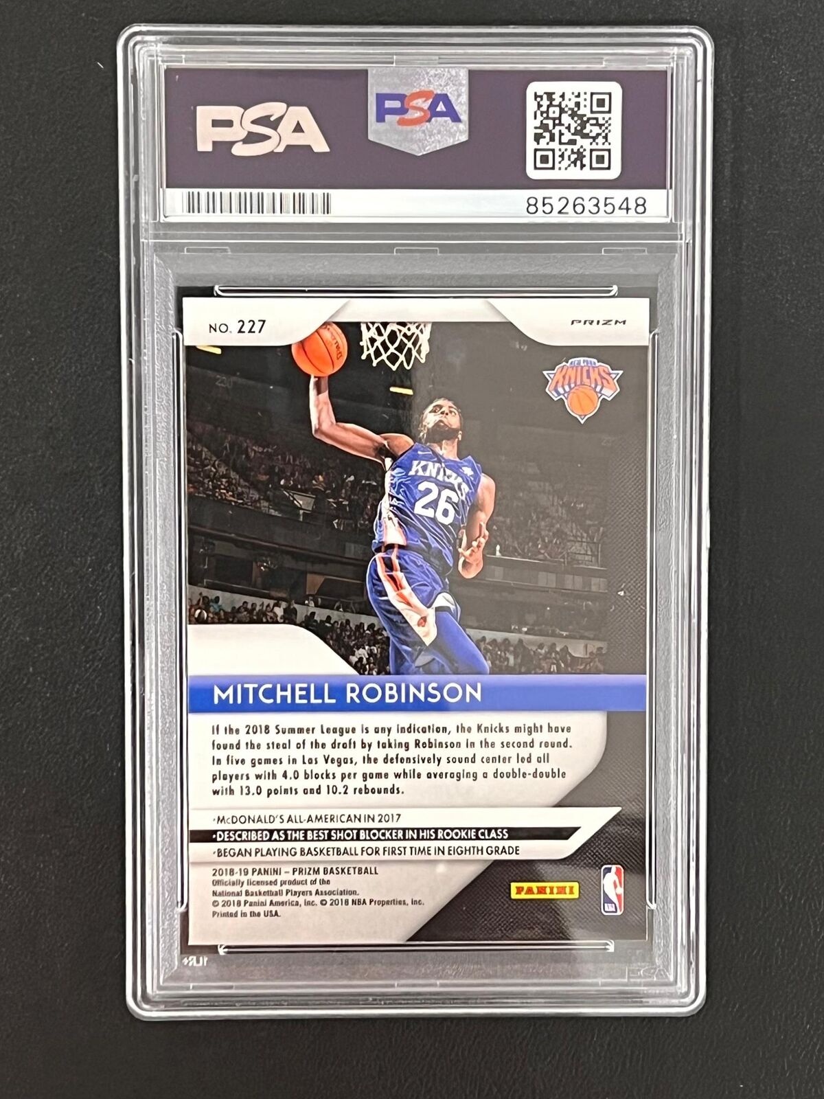 2018-19 Panini Prizm #227 Mitchell Robinson Signed Card AUTO PSA Slabbed Knicks