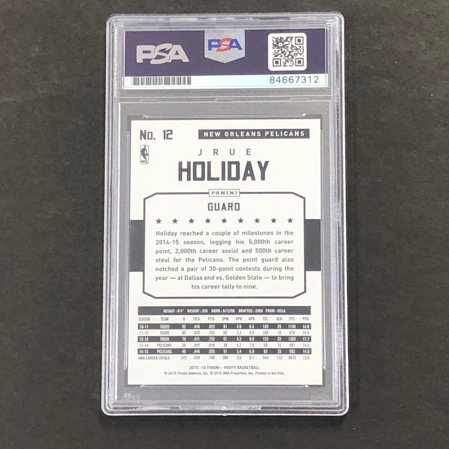 2015-16 NBA Hoops #12 Jrue Holiday Signed Card AUTO PSA Slabbed New Orleans Peli