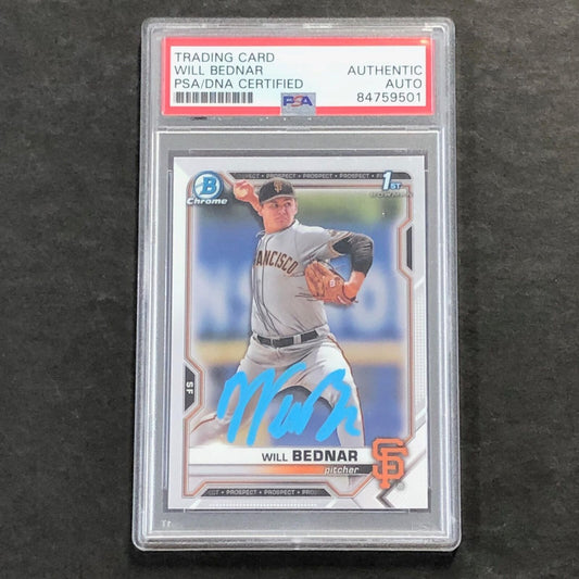 2021 Bowman Draft #BDC-197 Will Bednar Signed Card PSA Slabbed Auto Giants