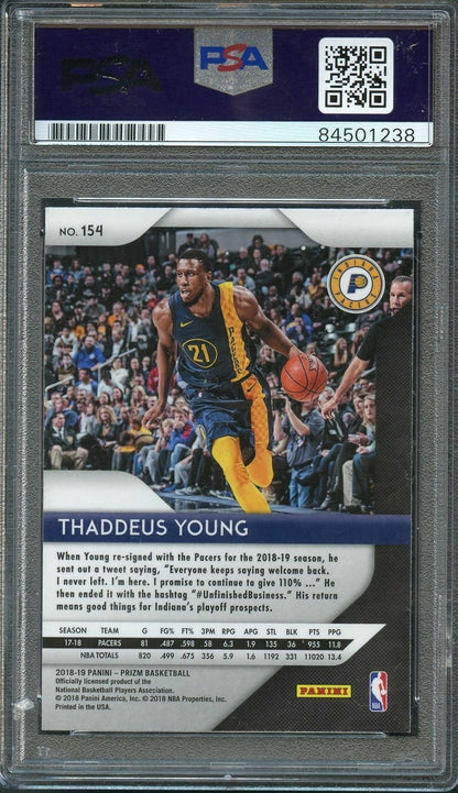 2018-19 Panini Prizm Black #154 Thaddeus Young Signed Card AUTO PSA Slabbed Pace