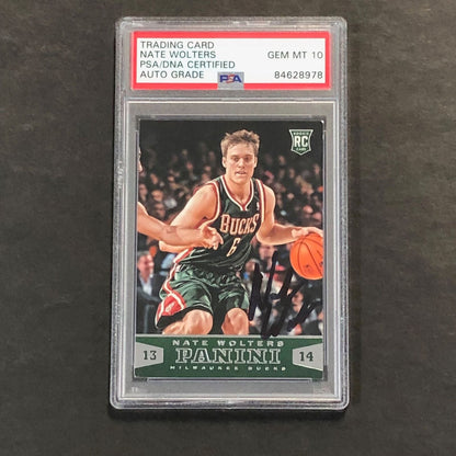 2013-14 Panini #165 Nate Wolters Signed Card AUTO 10 PSA/DNA Slabbed RC Bucks