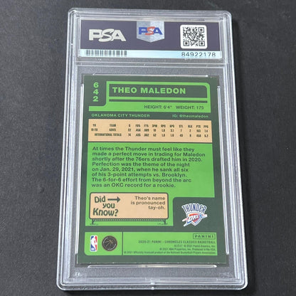 2020-21 Panini Classics #642 Theo Maledon Signed Card AUTO 10 PSA Slabbed RC Thu