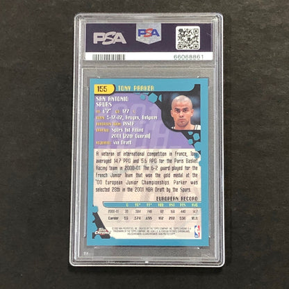 2001 Topps Chrome #155 Tony Parker Signed Card AUTO GRADE 9 PSA Slabbed Autograp