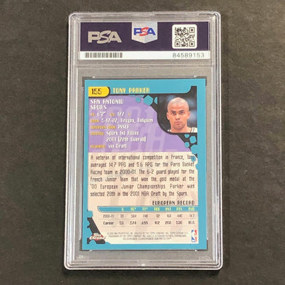 2001-02 Topps Chrome #155 Tony Parker Signed Card AUTO 10 PSA Slabbed Autographe