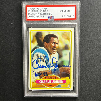 1979 Topps #28 Charlie Joiner Signed Card PSA AUTO 10 Slabbed Chargers