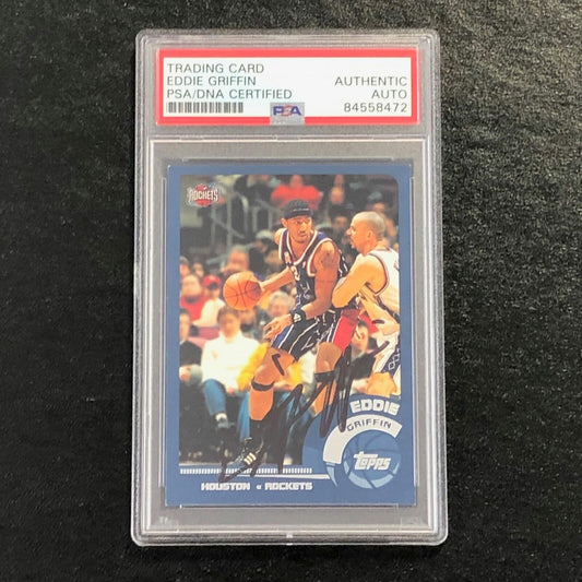 2002-03 Topps Basketball #62 Eddie Griffin Signed Card AUTO PSA Slabbed Rockets