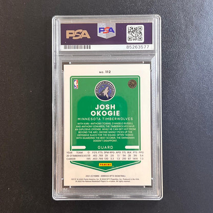 2021-22 Panini Donruss Optic #112 Josh Okogie Signed Rookie Card AUTO PSA Slabbe