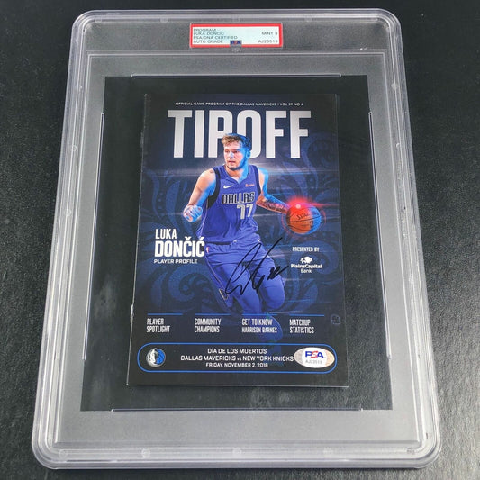 Luka Doncic Signed Program PSA/DNA Encapsulated Auto Grade 9 Mavericks