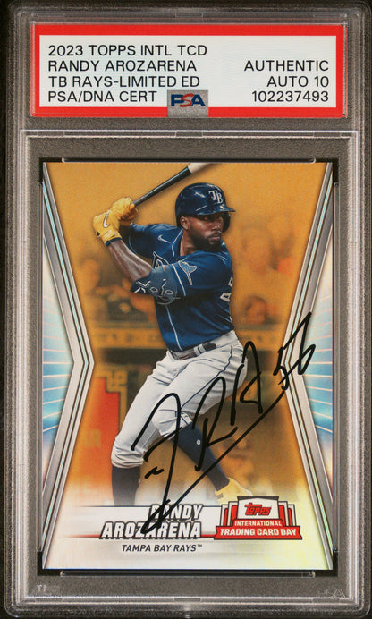 2023 Topps International Trading Card Day TB Rays Randy Arozarena PSA A Auto 10