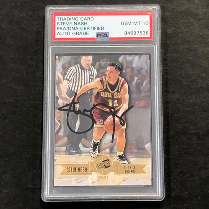 1996 PressPass #14 Steve Nash Signed Card AUTO 10 PSA Slabbed Suns Santa Clara R