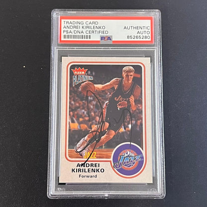 2002-03 Fleer Platinum #119 Andrei Kirilenko Signed Card AUTO PSA Slabbed Jazz