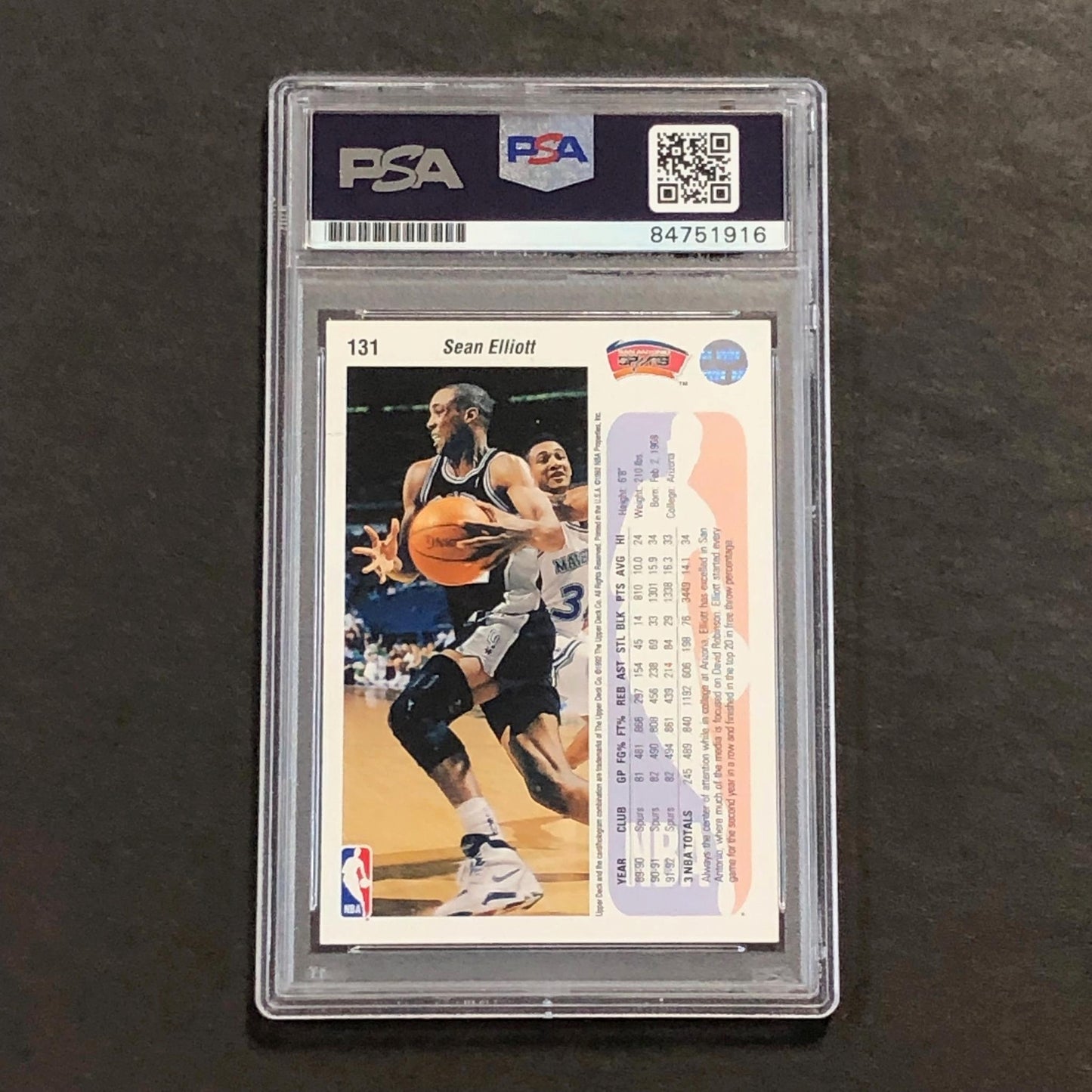 1992-93 Upper Deck #131 Sean Elliott Signed Card Auto PSA Slabbed Spurs