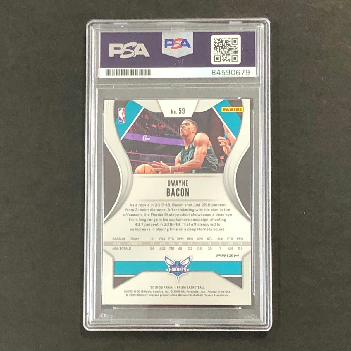 2019-20 Panini Prizm Silver #59 Dwayne Bacon Signed Card AUTO PSA/DNA Slabbed Ho