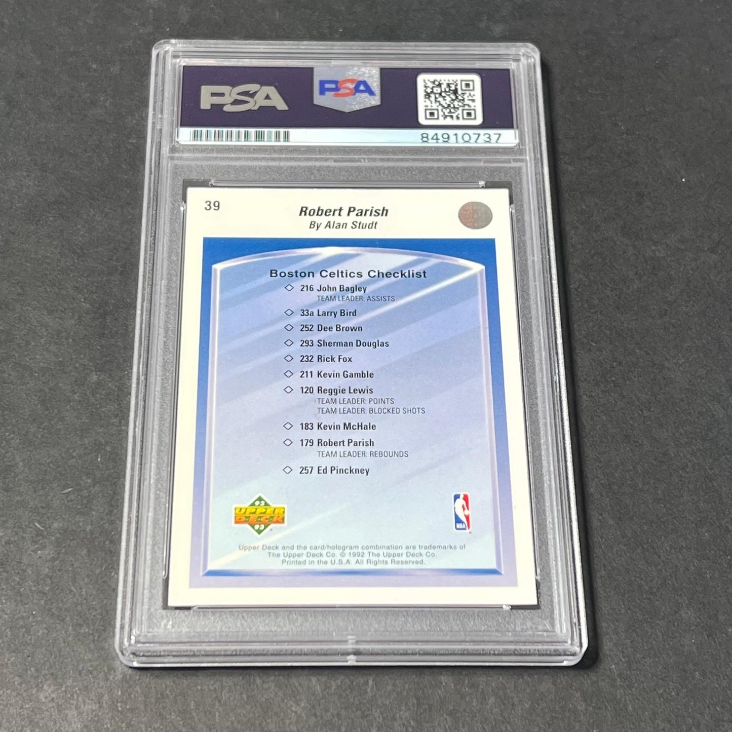1992-93 Upper Deck #39 Robert Parish Signed AUTO 10 PSA Slabbed Celtics